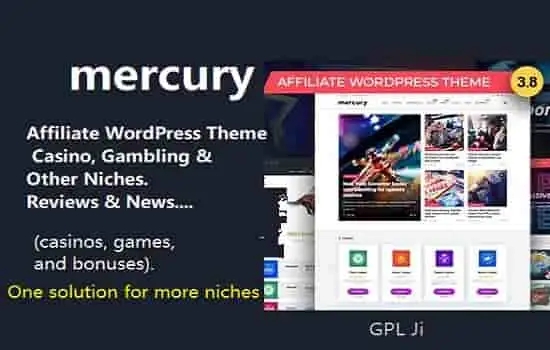 Mercury Theme GPL v3.9.9 – Affiliate, Casino, Gambling & Other Niches